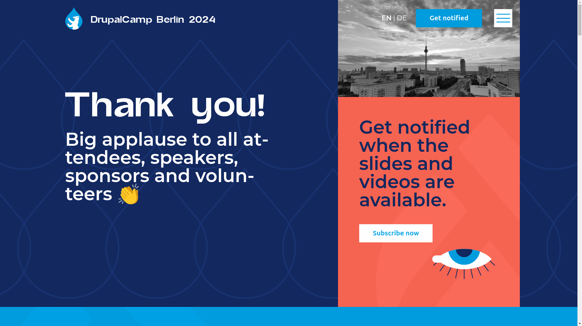 Screenshot of website for DrupalCamp Berlin 2024.