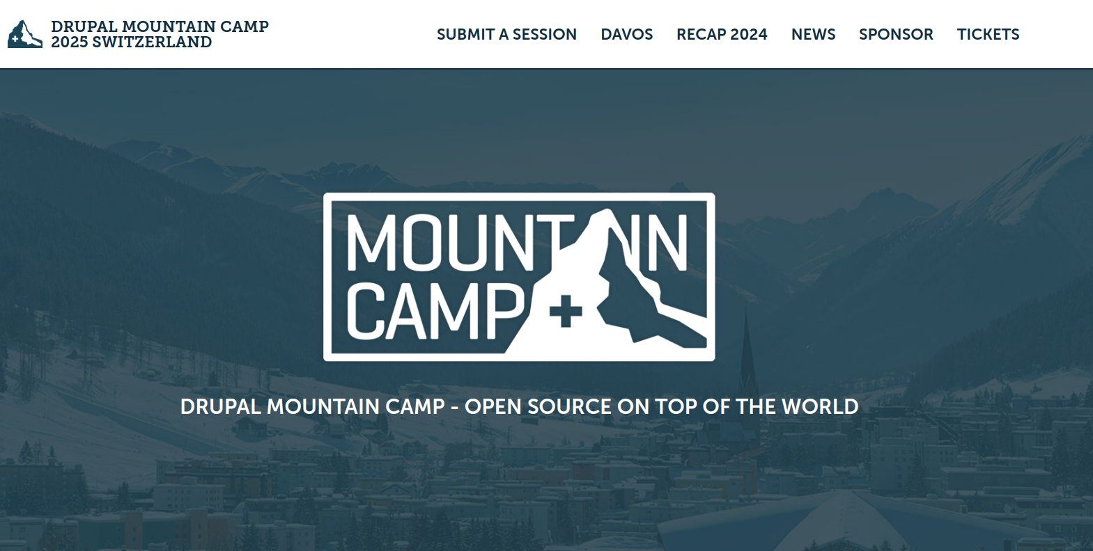 Screenshot of website for Drupal Mountain Camp Switzerland 2025.